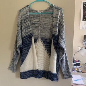 Xhiliration Size XS blue and white knit sweater cardigan